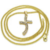 Collares con Dije 04.284.0014.22 Oro Laminado, con Zirconia Cubica Blanca, Pulido, Dorado
