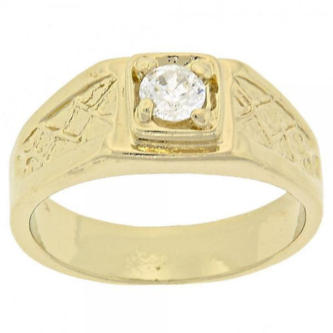 Anillo Multi Piedra 5.175.035.07 Oro Laminado, Diseño de Solitario, con Zirconia Cubica Blanca, Diamantado, Dorado