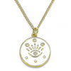 Collares con Dije 04.362.0032.20 Oro Laminado, Diseño de Ojo Griego y Estrella, Diseño de Ojo Griego, con Micro Pave Blanca, Esmaltado Blanco, Dorado