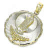 Dije Religioso 05.213.0074 Oro Laminado, Diseño de Guadalupe y Flor, Diseño de Guadalupe, Diamantado, Dorado