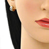 Argolla Huggie 02.230.0051.5.10 Acero Inoxidable, con Cristal Negro y Blanca, Pulido, Dorado