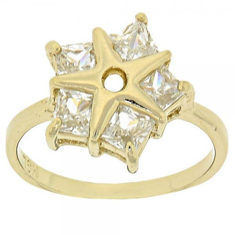 Anillo Multi Piedra 5.167.011.08 Oro Laminado, Diseño de Estrella, con Zirconia Cubica Blanca, Pulido, Dorado