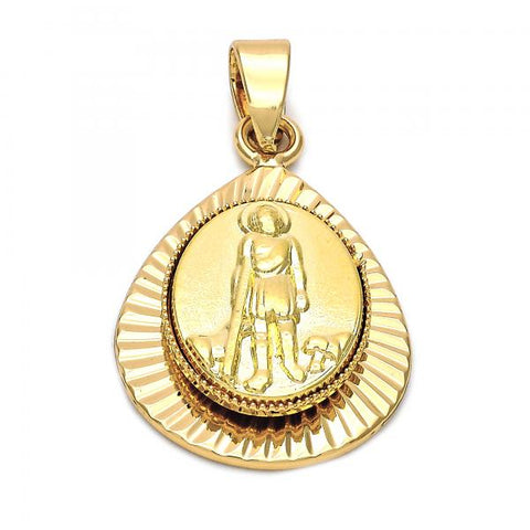Dije Religioso 5.199.012 Oro Laminado, Diseño de San Lazaro, Diamantado, Dorado