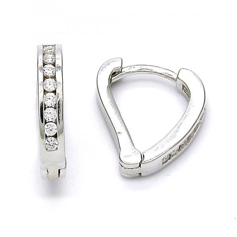 Argolla Huggie 02.186.0044.10 Plata Rodinada, con Zirconia Cubica Blanca, Pulido, Rodinado