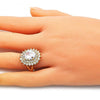 Anillo Multi Piedra 01.346.0021.09 Oro Laminado, con Zirconia Cubica Blanca, Pulido, Dorado