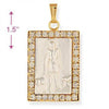 Dije Religioso 5.198.030 Oro Laminado, Diseño de San Lazaro, con Zirconia Cubica Blanca, Pulido, Dos Tonos