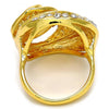 Anillo Multi Piedra 01.241.0016.08 Oro Laminado, Diseño de Gota, con Cristal Blanca, Pulido, Dorado