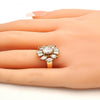 Anillo Multi Piedra 01.210.0050.08 Oro Laminado, con Zirconia Cubica Blanca, Pulido, Dorado