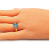 Anillo Multi Piedra 01.210.0119.4.06 Oro Laminado, con Zirconia Cubica Amatista y Rosado, Pulido, Dorado