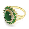 Anillo Multi Piedra 01.346.0021.3.09 Oro Laminado, con Zirconia Cubica Verde y Blanca, Pulido, Dorado