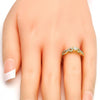 Anillo Multi Piedra 01.99.0084.07 Oro Laminado, con Zirconia Cubica Blanca y Micro PaveBlanca, Pulido, Dorado