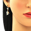 Arete Colgante 02.351.0064 Oro Laminado, Diseño de Mariposa, con Cristal Blanca, Pulido, Dorado