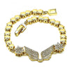 Pulsera Elegante 03.283.0192.07 Oro Laminado, Diseño de Estrella de Davi, con Micro Pave Blanca, Pulido, Dorado