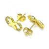 Arete Dormilona 02.156.0529 Oro Laminado, Diseño de Infinito, con Micro Pave Blanca, Pulido, Dorado