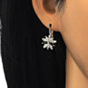 Arete Gancho Frances 02.210.0228.3 Oro Laminado, Diseño de Flor, con Zirconia Cubica Negro y Blanca, Pulido, Dorado