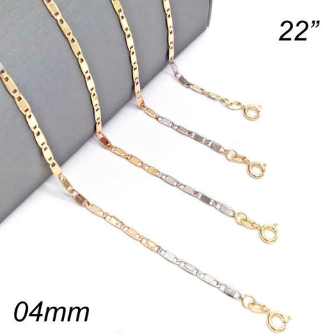 Gargantilla Básica 04.58.0014.22 Oro Laminado, Diseño de Pave Mariner, Pulido, Tricolor