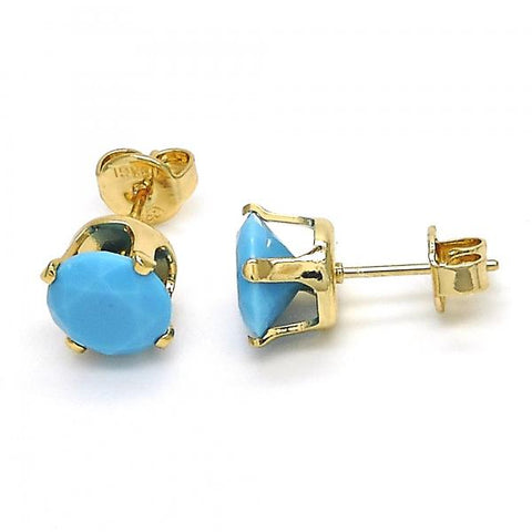 Arete Dormilona 5.128.165.1 Oro Laminado, con Zirconia Cubica Turquoise, Pulido, Dorado