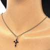 Collares con Dije 04.284.0015.2.22 Oro Laminado, Diseño de Cruz, con Zirconia Cubica Negro, Pulido, Dorado