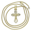 Collares con Dije 04.242.0105.20 Oro Laminado, Diseño de Crucifijo, Pulido, Dorado
