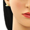 Arete Dormilona 02.156.0557 Oro Laminado, Diseño de Ojo Griego, con Micro Pave Zafiro Azul, Pulido, Dorado