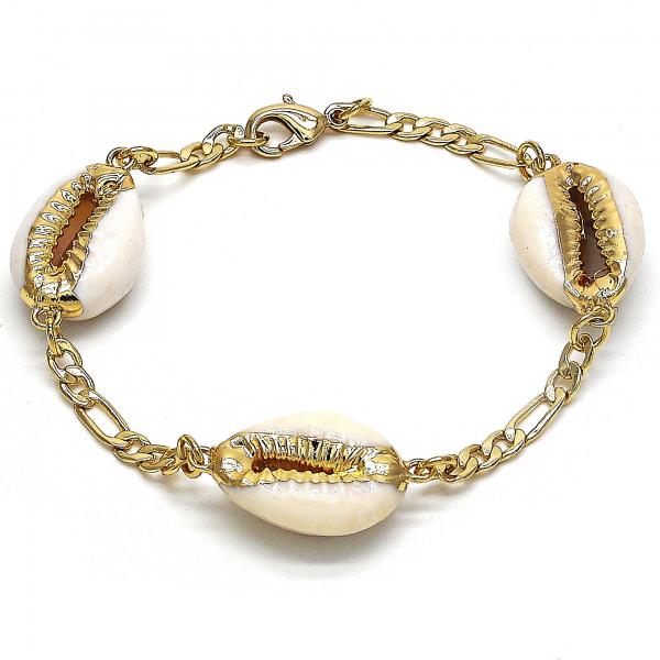 Pulsera Elegante 03.63.2083.08 Oro Laminado, Diseño de Concha, Pulido, Dorado