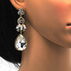 Arete Largo 02.268.0049.1 Oro Laminado, Diseño de Oja y Gota, Diseño de Oja, con Zirconia Cubica Blanca y CristalBlanca, Pulido, Dorado