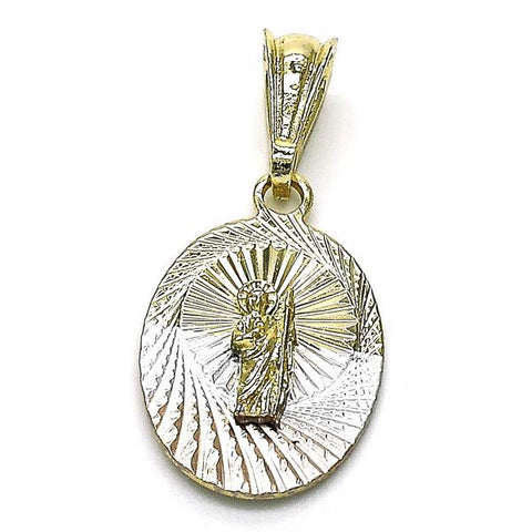 Dije Religioso 05.351.0213 Oro Laminado, Diseño de San Judas, Diamantado, Tricolor
