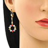 Arete Largo 02.387.0054.1 Oro Laminado, con Zirconia Cubica Multicolor, Pulido, Dorado