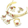 Collar, Pulso, Arete y Anillo 06.361.0028 Oro Laminado, Diseño de Elefante, Esmaltado Rojo, Dorado