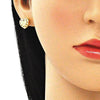 Juego de Arete y Dije de Adulto 10.156.0157.2 Oro Laminado, Diseño de Corazon y Amor, Diseño de Corazon, con Micro Pave Granate y Blanca, Pulido, Dorado