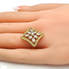 Anillo Multi Piedra 01.210.0027.08 Oro Laminado, con Zirconia Cubica Blanca, Pulido, Dorado