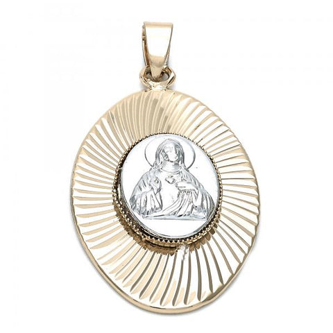 Dije Religioso 5.197.009 Oro Laminado, Diseño de Sagrado Corazon de Jesus, Diamantado, Dos Tonos
