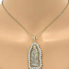 Dije Religioso 05.94.0002 Oro Laminado, Diseño de Guadalupe, con Zirconia Cubica Blanca, Pulido, Dorado