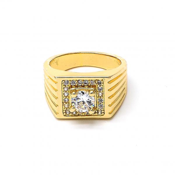 Anillo de Hombre 01.192.0009.10 Oro Laminado, con Zirconia Cubica Blanca, Diamantado, Dorado