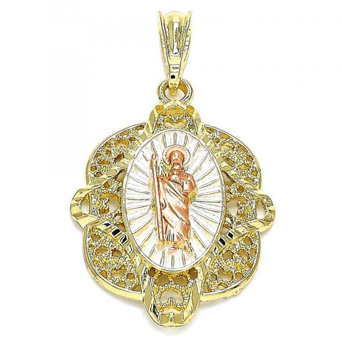 Dije Religioso 05.380.0047.1 Oro Laminado, Diseño de San Judas, Pulido, Tricolor