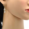 Arete Largo 02.221.0021 Oro Laminado, Diseño de Gota, con Zirconia Cubica Blanca, Pulido, Dorado