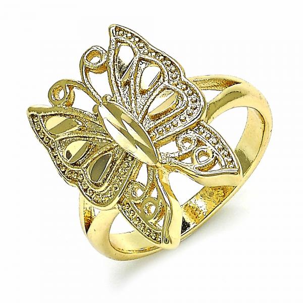 Anillo Elegante 01.233.0004.08 Oro Laminado, Diseño de Mariposa, Pulido, Dorado