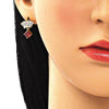 Arete Dormilona 02.387.0104.1 Oro Laminado, con Zirconia Cubica Granate y Blanca, Pulido, Dorado