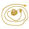 Collares con Dije 04.213.0018.16.GT Tono Dorado, Diseño de Mariposa, con Zirconia Cubica Blanca y Micro PaveBlanca, Pulido, Dorado