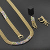 Collar, Pulso y Arete 5.014.002 Oro Laminado, con Zirconia Cubica Multicolor, Pulido, Dorado