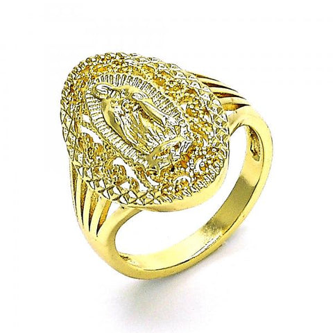 Anillo Elegante 01.380.0032.08 Oro Laminado, Diseño de Guadalupe, Pulido, Dorado