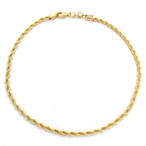 Tobillera Básica 04.58.0024.10 Oro Laminado, Diseño de Rope, Pulido, Dorado