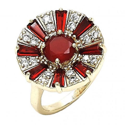 Anillo Multi Piedra 01.210.0100.1.06 Oro Laminado, con Zirconia Cubica Rubi y Blanca, Pulido, Dorado