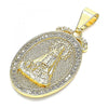 Dije Religioso 05.253.0151 Oro Laminado, Diseño de Caridad del Cobre, con Zirconia Cubica Blanca, Pulido, Dorado