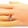 Anillo Multi Piedra 01.213.0018.1 Oro Laminado, con Zirconia Cubica Granate, Pulido, Dorado