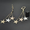 Arete Largo 5.106.001 Oro Laminado, Diseño de Estrella, Mate, Tricolor
