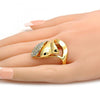 Anillo Multi Piedra 01.241.0031.08 Oro Laminado, Diseño de Flor, con Cristal Blanca, Pulido, Dorado