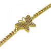 Pulsera Elegante 03.341.0182.1.08 Oro Laminado, Diseño de Mariposa, con Micro Pave Blanca, Pulido, Dorado