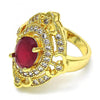 Anillo Multi Piedra 01.266.0010.1.07 Oro Laminado, con Zirconia Cubica Rubi y Blanca, Pulido, Dorado