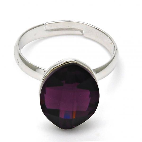 Anillo Multi Piedra 01.239.0008.3 Rodio Laminado, con Cristales de Swarovski Amethyst, Pulido, Rodinado